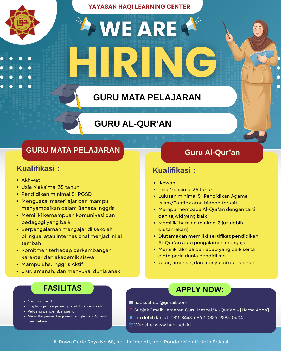 Lowongan Guru Mata Pelajaran & Guru Al-Qur'an